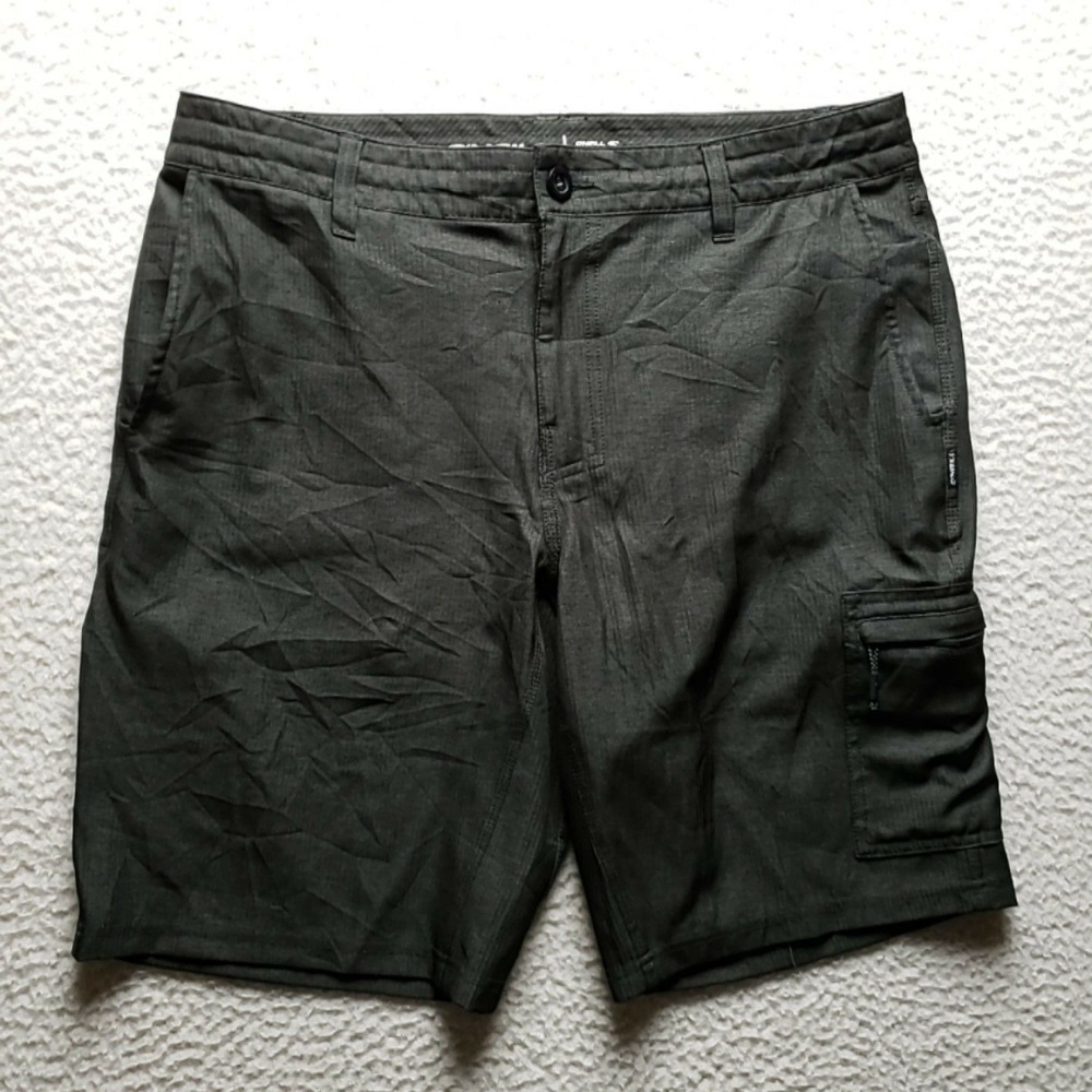 O'Neill Crossover Cargo Shorts Mens 34 Gray Microfiber 10 Inseam Travel Casual